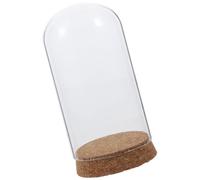 SHINEOFI Dôme en Verre Transparent 8x15 CM avec Base en liège | pour fleurs préservées, protège la composition, usage intérieur et extérieur, décoration romantique facile à poser