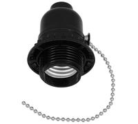 SHINEOFI Douille de Plafonnier E27 et Interrupteur de Lampe à Tirage Pratique en Abs avec Chaîne à Tirer Noire Accessoire Fiable pour Éclairage Extérieur