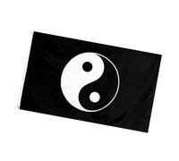 SHINEOFI Drapeau de Tai Yin Yang Poisson Noir en Polyester, Bannière Suspendue pour Espaces Spirituels et Jardins, Décoration Murale Extérieure et Ornements Zen