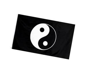 SHINEOFI Drapeau de Tai Yin Yang Poisson Noir en Polyester, Bannière Suspendue pour Espaces Spirituels et Jardins, Décoration Murale Extérieure et Ornements Zen