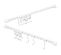 SHINEOFI Ensemble De 2 Crochet Mural Coulissant Blanc en Plastique Cuisine, Fixation sans Perçage, pour Rangement Sécurisé des Serviettes et Ustensiles