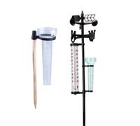 SHINEOFI Ensemble de 2 Instruments de Mesure Thermomètre Extérieur, Pluviomètre et Anémomètre en Plastique, pour Décoration de Jardin et Culture Agricole
