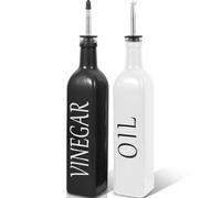 SHINEOFI Ensemble de Bouteilles Distributeur D'huile et Vinaigre en Verre Bec Verseur, Plastique et Métal, Style Délicat Cuisine, Maintien Fraîcheur et Propreté Table