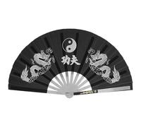 SHINEOFI Éventail Tai Pliant INOX pour Danse Chinoise et Arts Martiaux, Portable, Accessoire Traditionnel pour Performance et Festival, Noir, Créatif, pour Femmes et Enfants