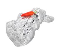 SHINEOFI Figurine de Lapin Miroir de Pâques Argentée Légère Effet Lumineux Rêveur, Décoration Disco Mosaïque Festive pour Célébrations de Printemps et Fêtes de Pâques