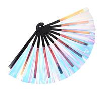 SHINEOFI Grand Éventail Pliant à Main Coloré pour Festivals et Fêtes | PVC et Bambou, Design Pliable Léger, Facile à Transporter Ranger, Usage Décoratif pour Spectacles
