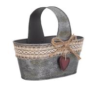 SHINEOFI Jardinière D'intérieur Seau à Fleurs Rétro en Fer Galvanisé, Forme Seau, avec Toile de Jute, pour Fleurs et Herbes, Balcon et Intérieur, Décoration Maison