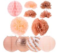 SHINEOFI Lanterne en Papier Rose Doré pour Décoration Suspendue de Fête, Boule Nid D'abeille en Papier, pour Célébrations Intérieures