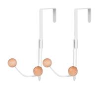 SHINEOFI Lot de 2 Crochets de Porte en Métal Perles Blanches Patères Doubles Multifonctions pour Suspendre Manteaux Serviettes et Paquet sans Perçage Adaptés pour Porte de Chambre et