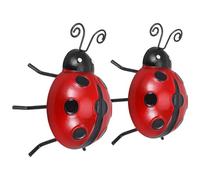 SHINEOFI Lot de 2 Décorations en Métal Imitant Petites Bêtes Rouges à Suspendre ou Poser Sculptures Murales d'Extérieur pour Jardin Terrasse et Pelouse Art Mural Décoratif Suspendu