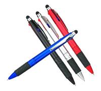 SHINEOFI Lot de 8 Stylos à Bille 3 Couleurs avec Stylet, StylosRotatifs | Stylos bille 3 in 1 multifonctions avec embout stylet. Écriture fluide & confortable pour bureau, école & conférence.