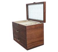 SHINEOFI Meuble de Rangement à Tiroirs en Bois et Verre pour Cosmétiques avec Grosse Capacité, Design Gain de Place, Surface de Rangement Polyvalente pour Coiffeuse ou Salle de Bain