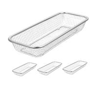 SHINEOFI Paniers en Acier Inoxydable et Design en Maille Rigide Lot de 4 pour Lave-vaisselle Panier à Couverts Drainage Rapide Rangement Pratique Cuisine