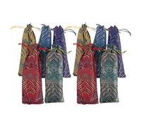 SHINEOFI Paquet Présent en Tissu Brodé Style Chinois Cordon de Serrage, Pochette Élégante et Compacte pour Rangement de Peigne, Lot de 10 Pièces 8x24cm, pour Présents et Fêtes