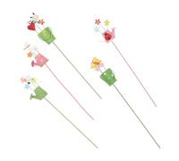 SHINEOFI Piquets Décoratifs de Jardin en Métal 5 Pièces, Fleurs Colorées | Insertion Facile, Couleur Solide, pour Jardinières, Sols et Bordures, Lot Festif au Style Varié Style Aléatoire