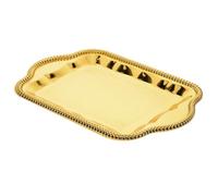 SHINEOFI Plateau Décoratif Rectangulaire en Fer Plaqué Or, Style Vintage Royal avec Motif Floral, Multifonctionnel pour Mariage et Buffet