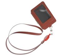 SHINEOFI Porte-badge Cordon Rétractable Marron en Pu, Clip Pivotant 360° Intégré, pour Événements et Réceptions, Identification Sécurisée pour Enseignants