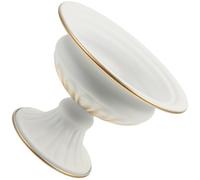 SHINEOFI Pot de Fleurs Rétro en Fer Forgé pour Balcon et Jardin, Jardinière Ronde Haute Compacte Blanche et Or Brossé, Décor Rustique Vintage pour Plantes Grasses et Fleurs Séchées