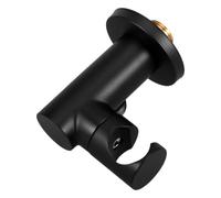 SHINEOFI Support de Douchette Mural avec Design Gain de Place Résistant à Corrosion en Laiton Noir Forme en L Ronde, Raccord Mâle G1/2 pour Salle de Bain Moderne