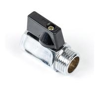 SHINEOFI Vanne à Bille D'arrêt Mini 1/2 Pouce en Laiton, Filetages Mâle | Finition Polie Argentée, Commande Quart de Tour, pour Compresseur D’air, Raccords Internes Externes