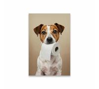 SHINERING Affiche Murale De Salle De Bain Avec Chien Et Rouleau De Papier Toilette, Peinture Sur Toile, Décoration De Toilettes, Format A6 50X70Cm Sans Cadre