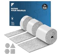 shinfly Patins pour Meubles Auto-Adhésifs, Patin Chaises - 3 Rouleaux (100 * 10cm+100 * 5cm+100 * 2cm), Tampon Chaise 4mm - Épais Patin Feutre Autocollant, Découpe Libre de Toute Taille, Gris Clair