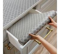 Shinlendid Revêtement d'étagère et de tiroir pour armoires de Cuisine - Non adhésif - Forte adhérence - Antidérapant - Épais - pour étagères - Tapis imperméable pour Armoire de Commode, Gris, 30,5 cm