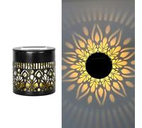 SHINLHUA Lampe de projection cylindrique creuse créative en fer à énergie solaire étanche pour cour, jardin, terrasse