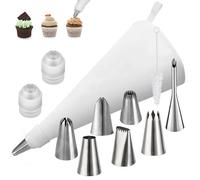 SHINWHEN Lot de 11 poches à douille professionnelles de qualité supérieure avec douilles, réutilisables et passent au lave-vaisselle, poche à douille en coton de 39 cm avec douilles en acier