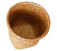 SHINYPASING Bacs de rangement tissés ronds en paille kaki, panier cache pot multifonction pour plantes et objets, jardin et maison