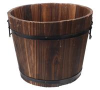 SHINYPASING Bassine Metal Jardinière en Seau de Bois Massif Carbonisé, Pot de Fleurs Multifonctionnel Trou de Drainage, pour Décoration de Balcon et Plantes