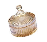SHINYPASING Bonbonnière en Verre Rangement de Bonbons Ronde Couvercle Jaune, Pot Décoratif Élégant pour et Décoration Intérieure Raffinée