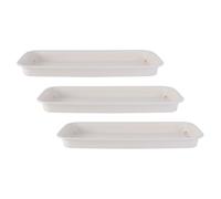 SHINYPASING Plateaux à Eau pour Pots de Fleurs, 3 Pièces, Plastique Blanc | Rectangulaires pour Bonsaï, Anti-dérapants et Anti-soleil, Usage au Sol, Lot de Trois