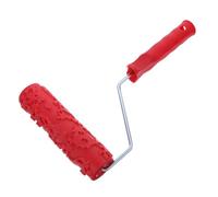 SHINYPASING Rouleau à Texture Bois Poignée Rouge, pour Murs et Meubles | Caoutchouc, Plastique et Métal, Motifs Répétés, Compatible Latex et Peintures Artistiques, Usage Créatif