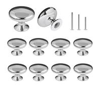 ShipeeKin 10x Poignées De Commode Chromées Bouton De Porte Meuble De Champignon Rond Pour Cuisine,armoire,placard,tiroir,chambre À Coucher,meubles De Salle De Bains(Dia.30mm/Argent)