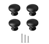 ShipeeKin Lot de 4 boutons de porte ronds en noir mat poignées de armoire