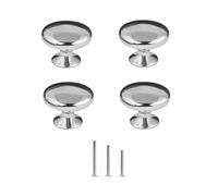 ShipeeKin Lot de 4 poignées de porte rondes en chrome poli Argenté | poignee armoire bouton de porte 30mm pour placard, tiroir, chambre, salle de bain, meubles