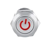 Shipenophy Interrupteur à Bouton-poussoir Led 12mm, Métal étanche | Coque en Laiton é, Utilisation Extérieure IP65, Interrupteur momentané, Indice 3A 12V, Bornes Argentées, Options de Couleur