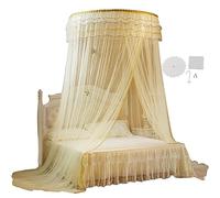 Shipenophy Rideau de lit Pliable Respirant Rideau de lit à baldaquin Rond Princesse de Dentelle pour la décoration de la Maison des ménages(Beige)