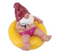 Shipenophy Statue de nain de jardin Statue de Gnome flottant en résine pour piscine, fête, détente, jardin jardin outil Jaune