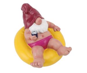 Shipenophy Statue de nain de jardin Statue de Gnome flottant en résine pour piscine, fête, détente, jardin jardin outil Jaune