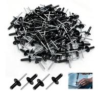 SHIQUAN 150 Pcs Noir Ensemble de Rivets Aveugles en Aluminium, 5mm x 20mm | Résistant à la Rouille Rivet Pop, pour Métal, Meubles, Bois, Plastique, Bricolage Automobile et Utilisation Marine