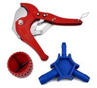 SHIQUAN Kit d'outils pour Tuyau Composite Multicouche, Ensemble 3 Pièces | Coupe-tube composite (jusqu'à 42 mm), étalonneur 16, 20, 25 mm, ébavurage de tuyaux (5-38 mm) - Pour plastique PVC