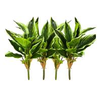 Shirfloral Hosta Lot de 4 plantes artificielles panachées de 45 cm - Plante verte de Dieffenbachia - Plantes d'intérieur et d'extérieur - Résistant aux UV