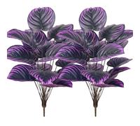Shirfloral Lot de 2 plantes artificielles Calathea violettes pour décoration intérieure ou extérieure