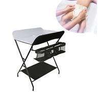 SHISHI Tables à langer sur Pieds Portable et Pliable, Table a langer avec Espace de Rangement, Protégeant Colonne Lombaire (Blanc-noir C, 79×55×96 cm)