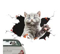 Shitafe Autocollants De Voiture Chats Crack Drôles,Autocollant De Voiture Chat 3D | Autocollant mignon de voiture de décalque d’animal 3D,Accessoires de décoration automobile, autocollant mural