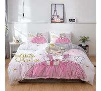 SHITOU Parure De Lit 220x240 Adulte Princesse Rose Blanche HypoallergéNique Ensemble De Literie,Douce Microfibre Housse De Couette 220x240 avec 2 Taies d'oreiller 65x65cm