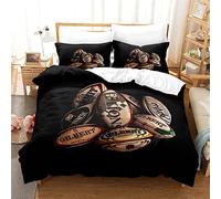 shitou Parure De Lit 220x240 Adulte Rugby Noir HypoallergéNique Ensemble De Literie,Douce Microfibre Housse De Couette 220x240 avec 2 Taies d'oreiller 65x65cm,Adapté pour Enfant Adulte Ado