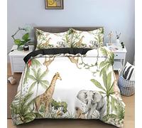 SHITOU Parure De Lit 90x190 Girafe Beige Literie ImpriméE en 3D Sets De Parure Housse, Microfibre Douce Housse De Couette 90x190 Et 2 Taie Oreiller 65x65，Adapté Aux Enfants